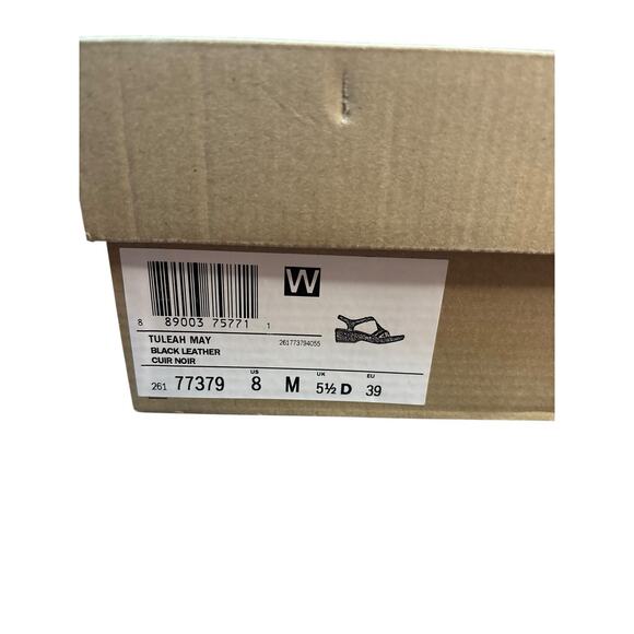 Clarks Artisan Black Leather Sandals Women's 8M Strappy Comfort Dressy Wedge Low - Picture 3 of 13